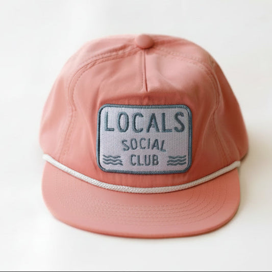 Close-up of Clubhouse patch embroidery on snapback hat